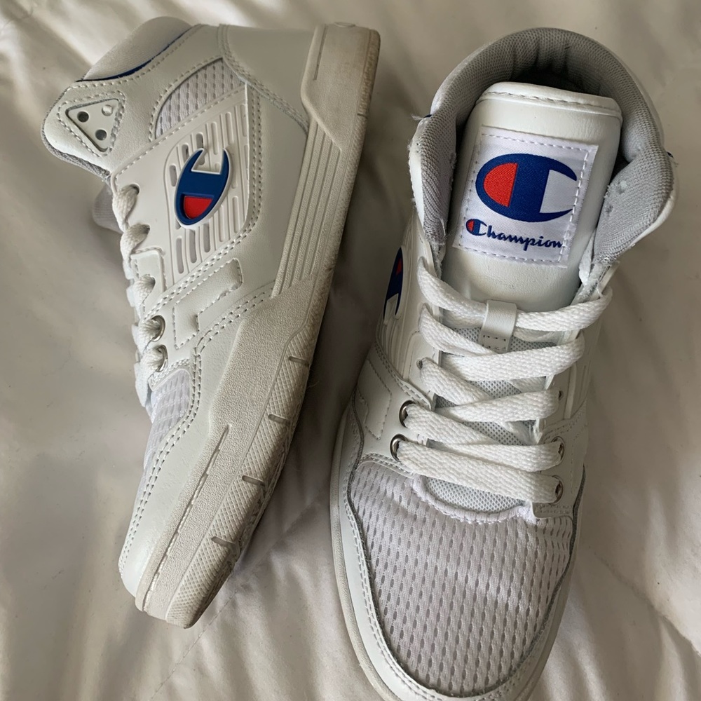 champion white high top sneakers!